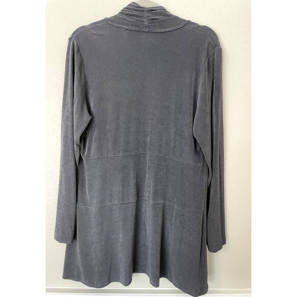 Chico's Travelers Gray Wrinkle Free Long Sleeve Open Front Cardigan Size Large - Picture 2 of 5